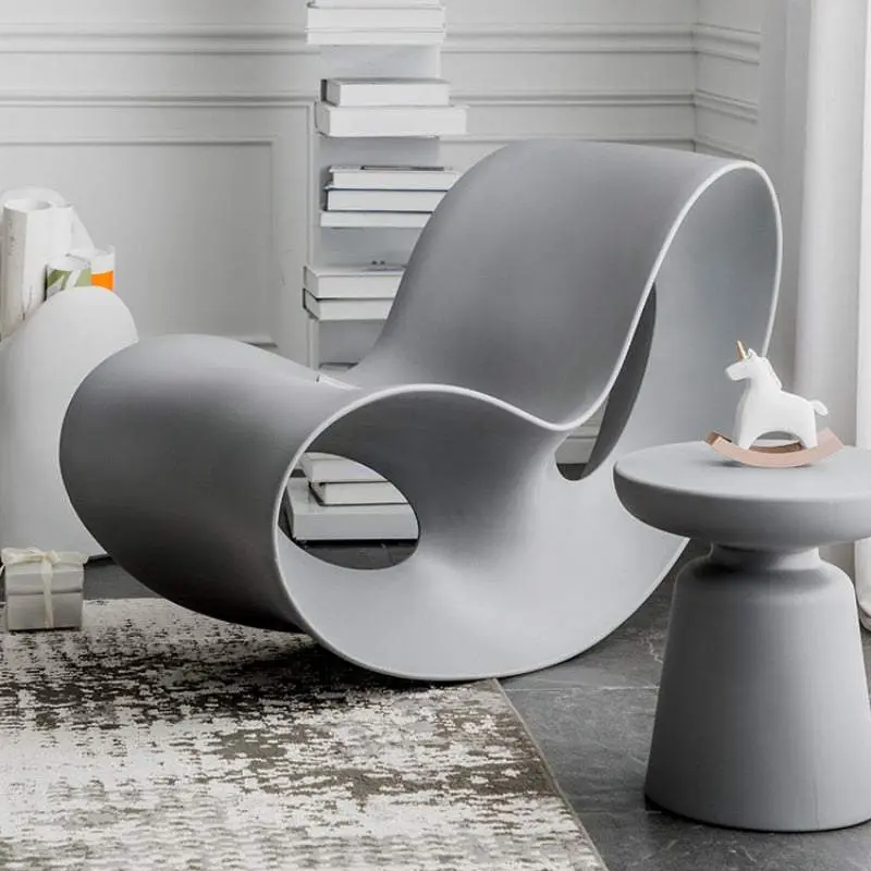 Mo-Stache Living European Plastic Living Room Chairs Creative Rocking Chair Living Room Furniture Designer Lounge Chair Lazy Single Sofa Chair