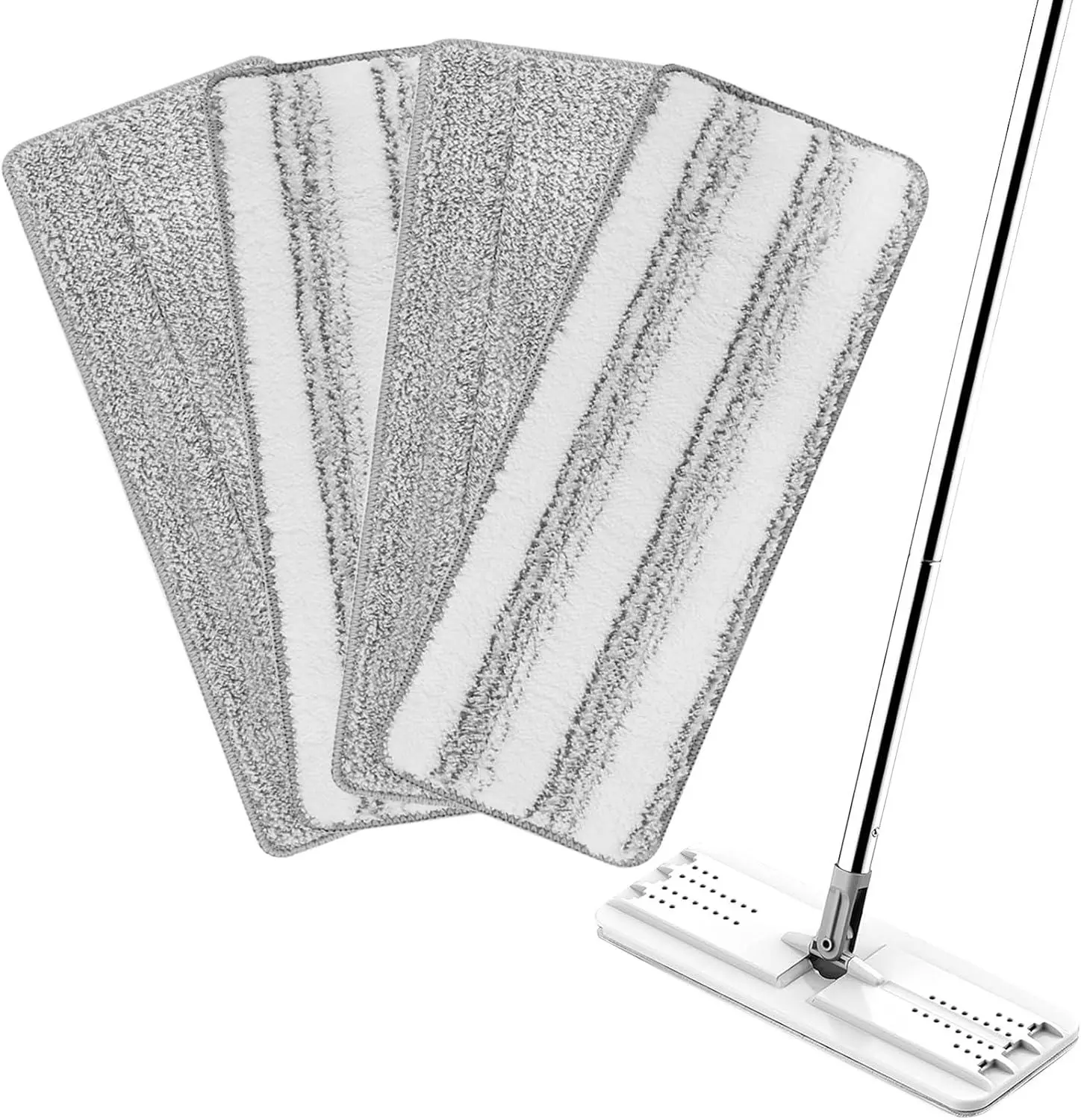 4 Pack Mop Replacement Pads Compatible with Flat Mop or Mop Bucket Set - Microfiber Flat Mop Pads for All 13" X 4.9" Squeeze Flat Floor Mop - Washable Mop Head Replacement