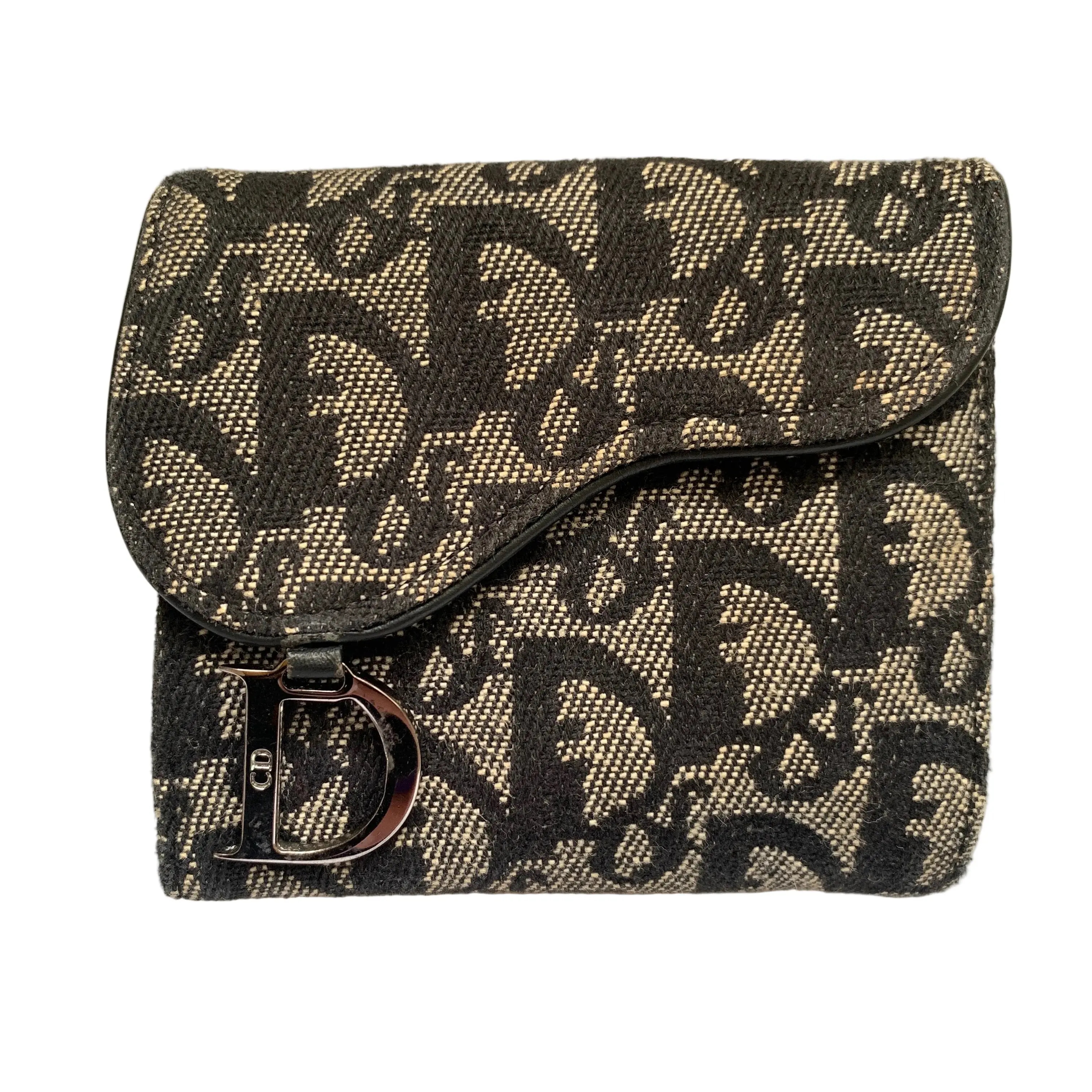Pre-owned Dior wallet Small Leather Goods FINAL SALE NO RETURN NO CANCEL saddle compact Authentic with COA