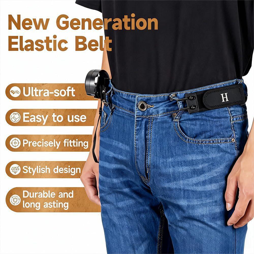 Tactical Metal Hook Elastic Belt (Unisex)  - Buckle Invisible Design | Soft Adjustable Side