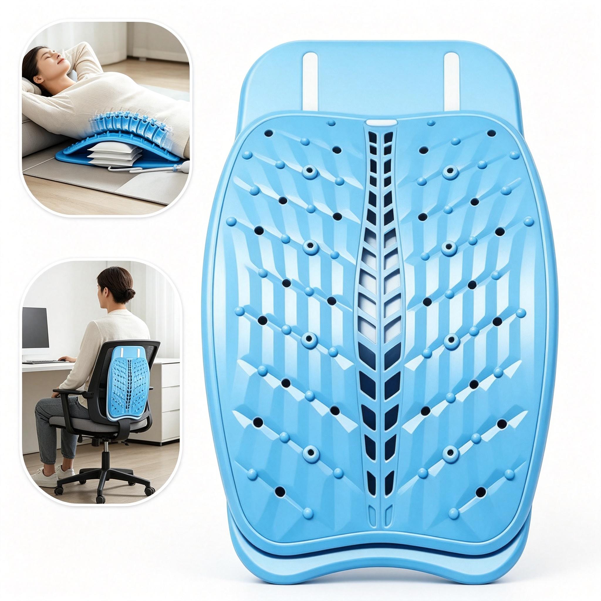 Unisex Portable Size Inflatable Back Stretcher - Supportive Posture Aid with Adjustable Airbag Lumbar Support, Acupressure Massage Nodes, Lightweight Pain Relief Device for Home, Office Chair
