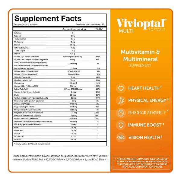 VIVIOPTAL MULTIVITAMIN 90CT- VITAMIN SUPPLEMENT- FOR MAN & WOMAN- IMMUNE BOOSTER