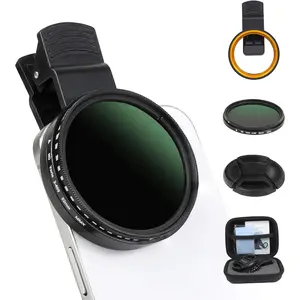 52MM Variable ND2-ND400 Filter, Ultra Slim Multi-Coated Adjustable Neutral Density Filter, Clip-on Phone Lens ND Filter Kit, Compatible for  15 14 13 12 11,  Pixel and Other  Phones