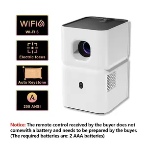 Smart Portable Projector Pf03, HD 200 Ansi Lumens, Android System Dual Wifi6, Wireless Casting, Stereo Sound, Table Mount, Home Cinema
