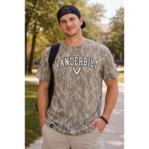 Vanderbilt V Mossy Oak Bottomland Varsity Tee – Collegiate Camo Graphic Shirt
