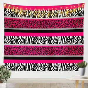 Zebra Stripes Tapestry,Leopard Print Wall Hanging,Zebra Leopard Fur Wall Blanket,Decorations Wall Art,Large 59W"x82L Room Lightweight Decor Multicolor