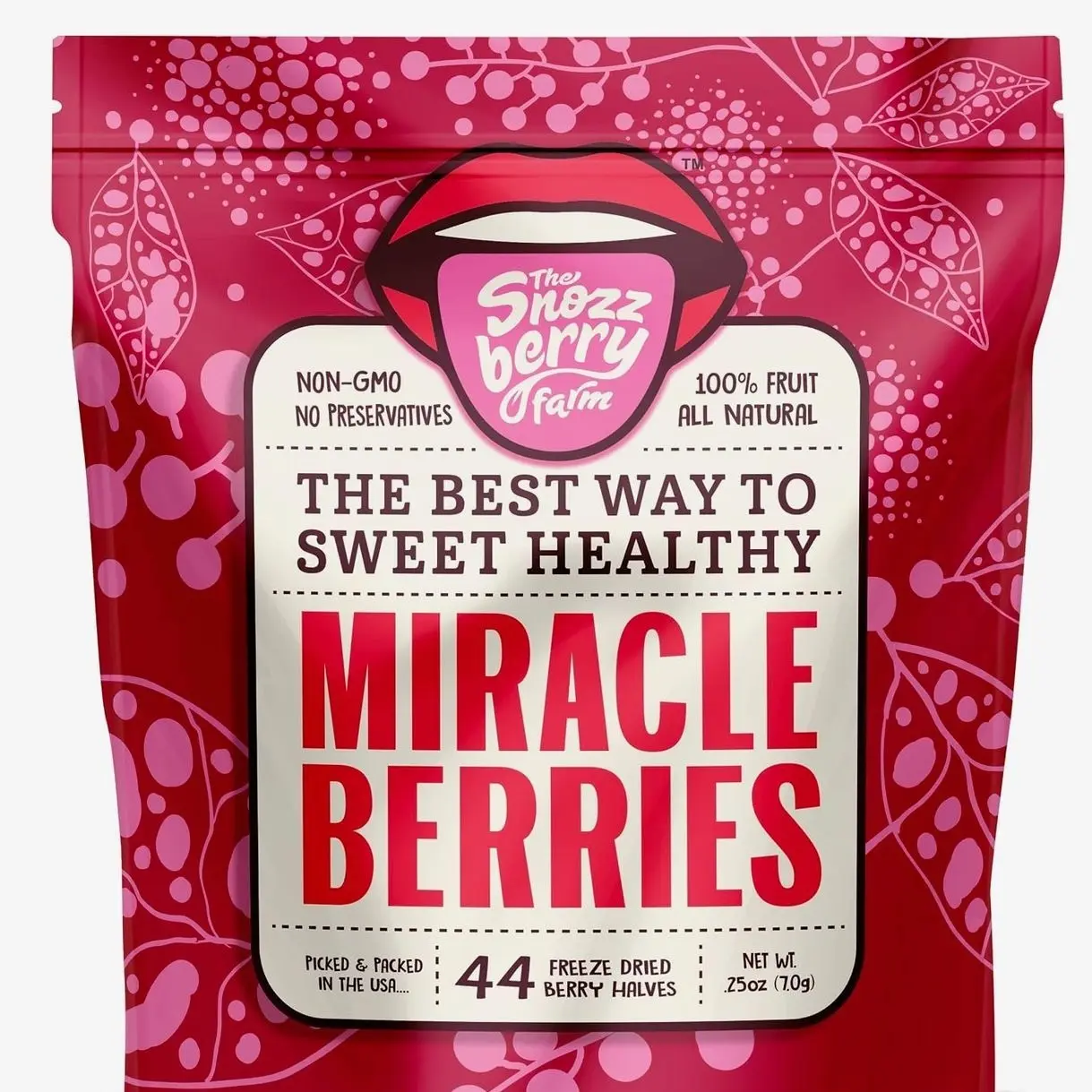 Miracle Berries by Snozzberry Farm | 44 berry halves | Freeze-dried, Grown in the USA | Turn Sour Sweet | Best Value In The Marketplace