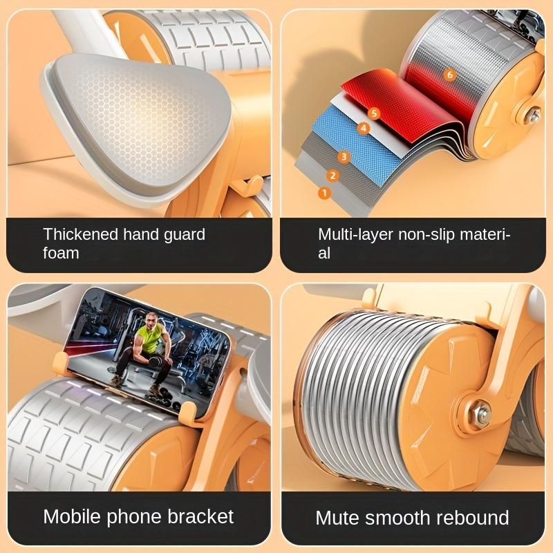 1pc Automatic Rebound Abdominal Exercise Roller with Kneepad Foam Pad and Elbow Support for Abdominal and Core Strength