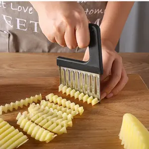 Home Goods Stainless Steel Potato Chip Slicer, Dough, Vegetable, and Fruit Wavy Pattern Slicer, French Fries Cutter, French Fries Making Tool