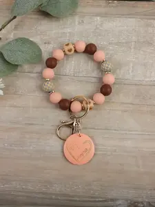 Wooden Beaded Keychain Pendant, Cute Heart & Letter Pattern Beaded Keychain for Women & Girls, Fashion Accessories for Daily Use