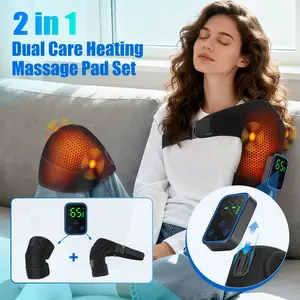 Smart APP Graphene Heated Massage Shoulder Knee Set, Smart App Control, Detachable Host, Therapy for Shoulders Neck Knees, Perfect Gift
