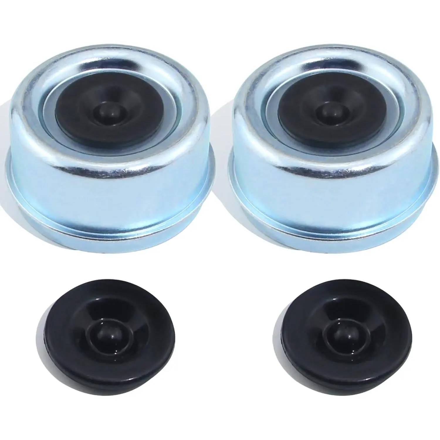 2pcs Trailer Axle Dust Cap Cup Grease Cover 2.72" Hub with Extra 2 Rubber Plugs,Trailer Axle Wheel Hub and Bearing Dust Cap for Most 7000 to 8000 Pound Axles Dexter