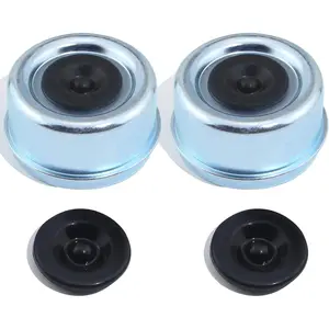 2pcs Trailer Axle Dust Cap Cup Grease Cover 2.72" Hub with Extra 2 Rubber Plugs,Trailer Axle Wheel Hub and Bearing Dust Cap for Most 7000 to 8000 Pound Axles Dexter