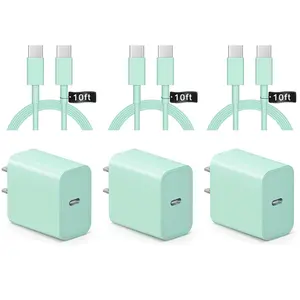 iPhone 16 15 Charger Fast Charging 10Ft - 2 Pack 20W USB C Wall Charger Block and Type C to C Cable Compatible with iPhone 16/16 Pro/16 Pro Max/iPhone 15, iPad Pro, Air 5/4,iPad 10（Green））