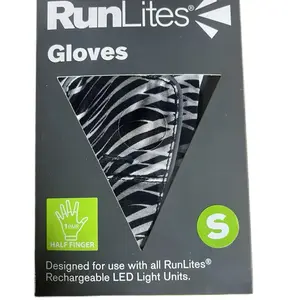RunLites Half Finger Zebra Lighted Gloves - Designed for Rechargeable LED Light Units, Black and White Design
