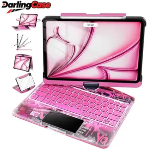 DarlingCase for Air 11/13 inch 2026/2025/2024 Y2k iPad keyboard Case– 360° Rotating Multi-Touch Trackpad, RGB Backlit Keyboard, Transparent Back, Type-C Charging,for ipad 10th gen /A16 case Tablet Cyberpunk Wireless,#SummerVibes#tiktok shop spring glow up