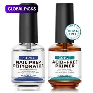 Acid-Free Nail Primer and Nail Dehydrator, 2 Pcs/Set Fast-Drying Nail Art Primer Base Coat, Professional Nail Art Supplies for Women and Girls #GLOBAL PICKS