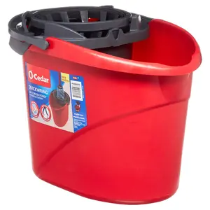 QuickWring Mop Bucket with Built-In Wringer, 2.5 Gallon, Red