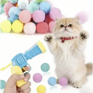 Interactive Cat Toy Gun Set, Includes 31 Pieces Plush Balls & Launcher, Fun Indoor Play for Adult Cats, Cute Kitten Toys, Easy Operation, Durable Build