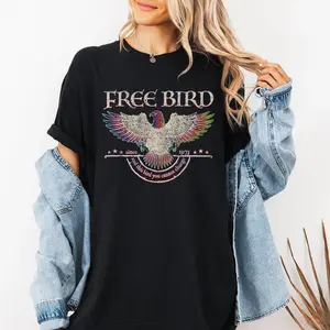 Free Bird T-Shirt | Lynyrd Skynyrd Classic Rock Tee | Rainbow Eagle Graphic | Since 1973 Vintage Distressed Shirt | Southern Rock Gift