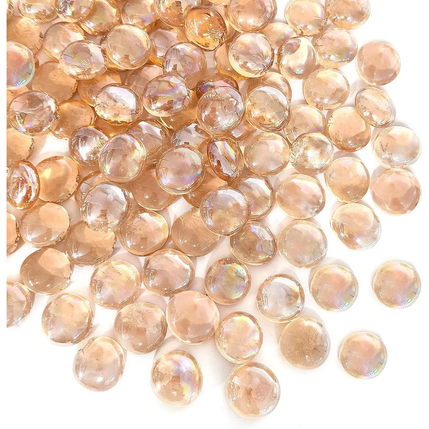 1 lb  Glass Beads for Vases, 100 count Glass Pebbles, Flat Marbles Stones for Vase, Aquarium, Candle, Crafts, Centerpieces and Wedding Decoration