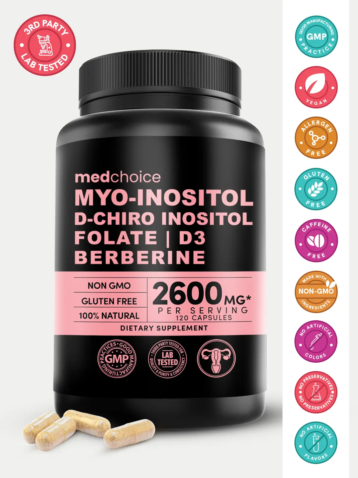 14-in-1 Inositol Supplement Healthcare Support for Women - 40:1 Myo-Inositol & D...