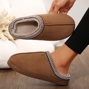 Women's Fleece Plush Lined House Slippers Soft Soles provide Warmth Comfort and Non-Slip Grip for Indoor Outdoor Shoes Winter Warm Mini Snow Boots