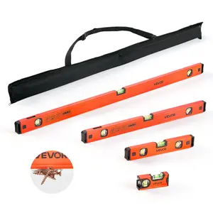 VEVOR Torpedo Level, Summervibes, 4-Piece Included 4/12/24/40 in, Magnetic Leveler Tool Set Aluminum Alloy, with Clear 3 Green Vials, Hanging Hole, Box Beam Multi-angle Measurement for Construction Home Renovation