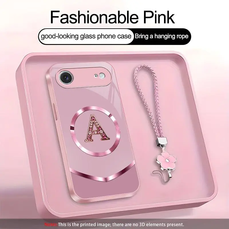 Suitable for [iPhone 17 Air] high-end MagSafe phone case🥰，and comes with a complimentary four-leaf clover lanyard—choose from all 26 letters.YM99