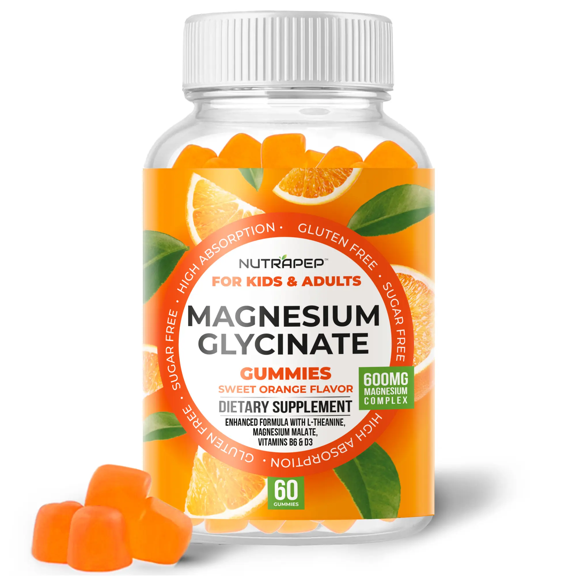 NutraPep Magnesium Glycinate Gummies for Kids & Adults Women & Men - Sugar Free Gluten Free Non-GMO Vegan Chewable Supplement