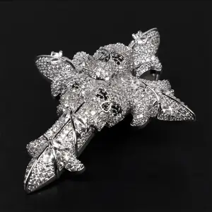 chains for men Skull Cross Full Zircon Pendant Fashion Jewelry Synthetic Zircon Pendants Hip Hop Men Necklaces Gift for Friend Boyfriend Bling Stylish Accessory Moissanite Cuban Chain