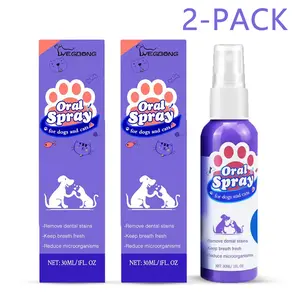 [2-Pack] Pet Oral Spray No Brushing Dog Cat Breath Freshener Dental Care for Teeth Cleaning & Gum Disease Plaque Tartar Removers Bad Breath Odor Treatment