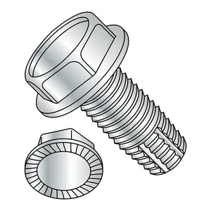 Small Parts 3116FWS Steel Thread Cutting Screw, Zinc Plated Finish, Serrated Hex Washer Head, Type F, 5/16"-18 Thread Size, 1" Length (Pack of 10)