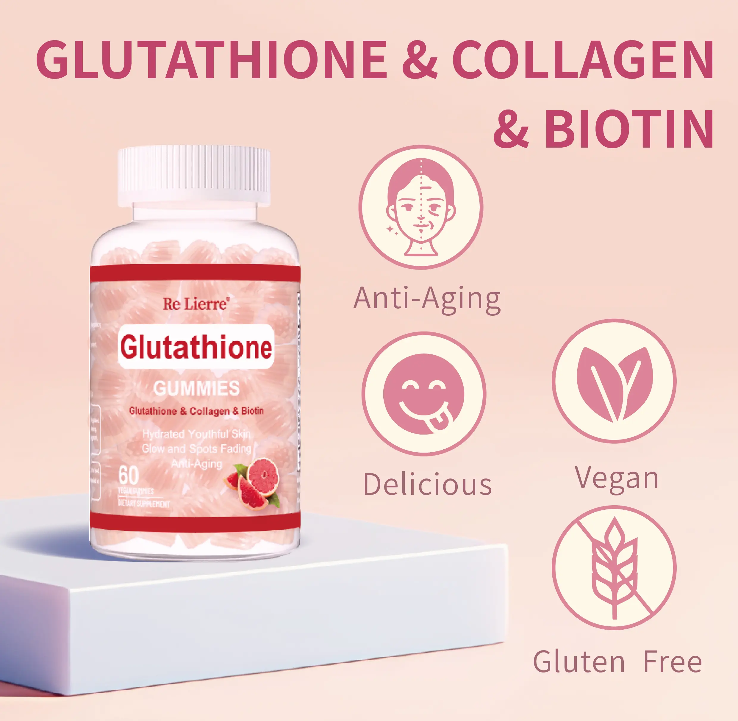 collagen c glutathione Glutathione Collagen Gummies, with Vitamin C Glutathione Supplement for  Women, grapefruit Flavor, 60 Count