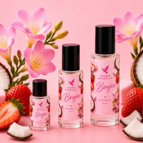 Boujee Oil Rollerball Strawberry Freesia Pink Marshmallow Coconut Whipped Vanilla Pink Musk by Karafa Essentials