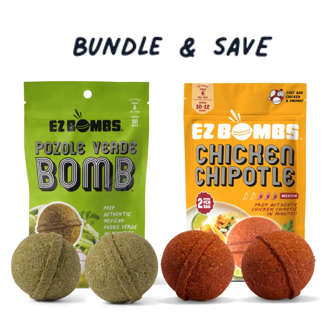 Pozole Verde and Chicken Chipotle Bombs bundle by EZ Bombs - Seasoning Spice Bomb Flavor for Authentic Mexican Dishes - Traditional