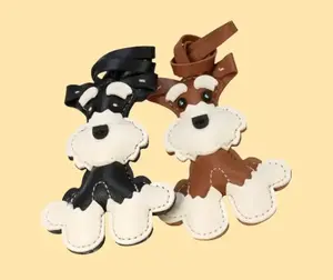 Schnauzer Bag Charm, PU Leather Dog Keychain, Cute Dog Bag Accessory