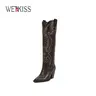 Wetkiss Womens Western Cowgirl Cowboy Knee High Boots with Embroidered Pointed Toe Chunky Heel Slip on Retro Tall shoes ,Women's Shoes,Women's Boots  , #WeeklyDeals#TikTokShopFallDealsForYou
