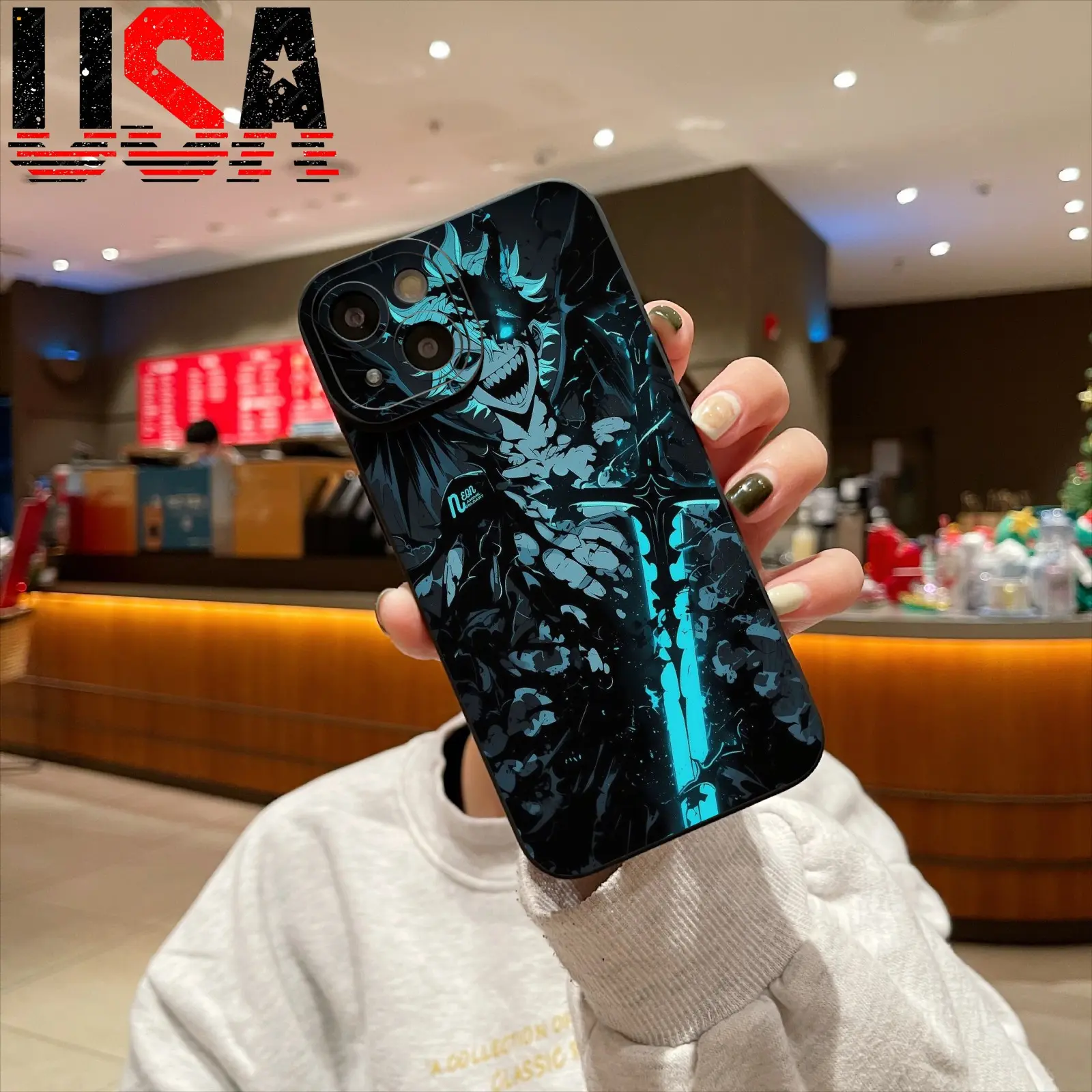 Glowing Demon Artistic TPU Mobile Phone Case for iPhone 11/12/13/14/15/16 Pro Max Plus, Anti-Shock, Lightweight Halloween Black Accessory