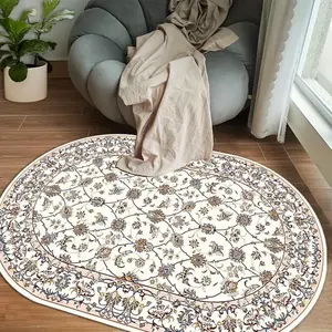 Boho Style Floral Pattern Oval Rug, Bohemian Area Rug, Bohemian Style Rugs, 1 Count Non-slip Soft Floor Mat, Decorative Carpet for Home Living Room Bedroom Study Room