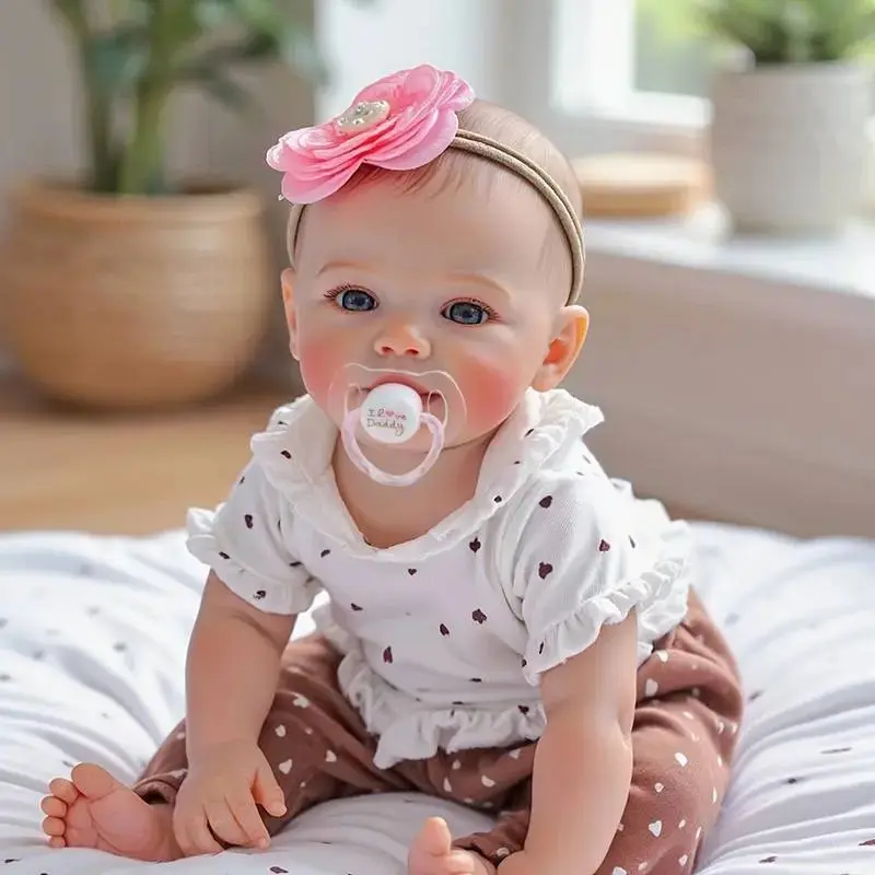 18-Inch Handmade Realistic Newborn Baby Doll Girl - Soft Cloth Body, Painted Hair, Feeding Accessories, Soft Cuddly Gift, Handmade Detail for Kids Ages 3+ (Baby Alive Style), Newborn Baby Dolls