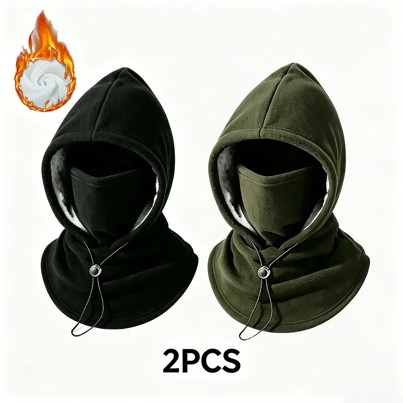 2-piece integrated flannel warm face mask and hat, windproof and warm for outdoor cycling, autumn and winter style, warm hat with neck visor.
