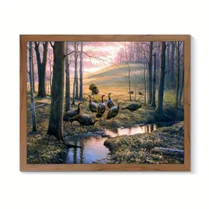 Wild Turkey In The Woods Poster, Decorative Painting Canvas Wall Art, Living Room Poster Bedroom Oil Painting Design Ornaments Decoration Photo Artistic Print