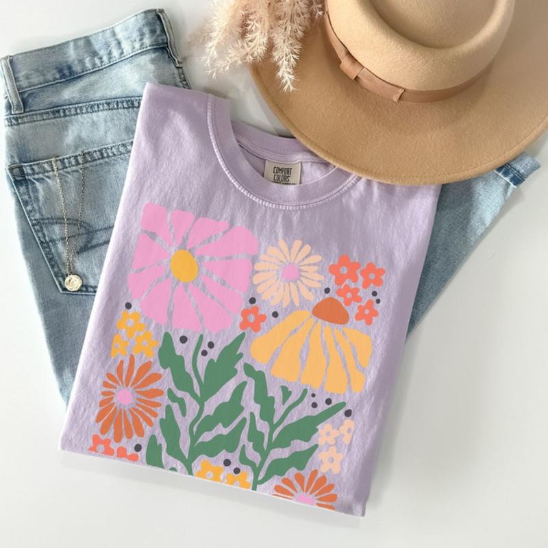 Comfort Colors Boho Floral shirt, Abstract Wildflower Shirt, Women's Spring Shirt, Flower Shirt, Gift for Women, Summer Shirt, Nature Shirt Crewneck