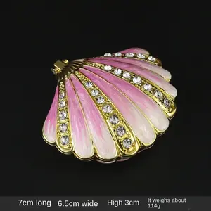 Wholesale Enamel Craft Large Shell Jewelry Box, Metal Decorative Storage Container, Cosmetic Storage Box, Fashion Home Decoration, 1 Piece, Organiser