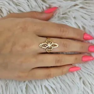 Gold Vintage Elongated Ring for Women - Fashion Accessory
