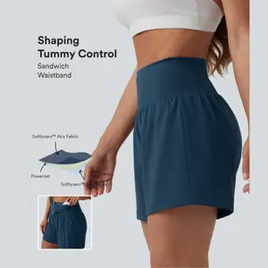 Halara Softlyzero Airy High Waisted Tummy Control 2-in-1 Cool Touch Yoga Shorts 5'' with Pockets