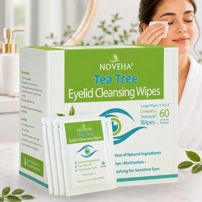 NOVEHA Tea Tree Oil Eyelid & Lash Wipes