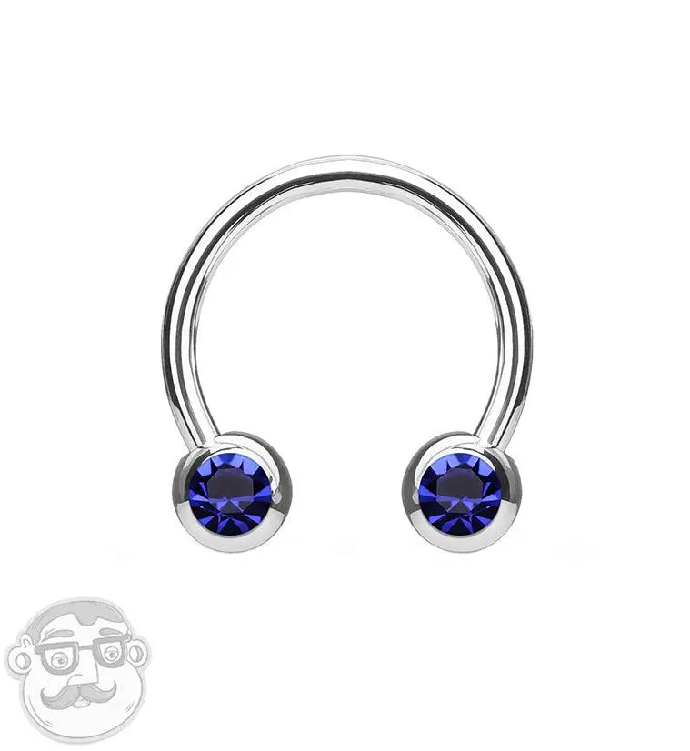 Blue CZ Steel Stainless Circular Barbell