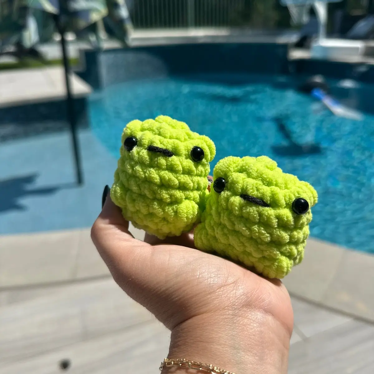 Tiny pocket frog crocheted amigurumi stuffy